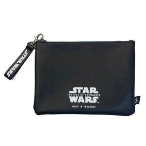 STAR WARS Rise of Skywalker Black Zippered Pouch United‎ Airlines Faux Leather